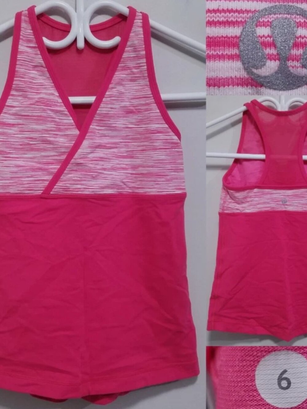 Lululemon Deep-V Tank 6 Small Persimmon Space Dye Woman's Top Wet Dry Warm Yoga